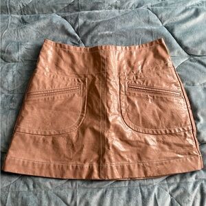 Meave Women’s Faux Leather Mini Skirt in Cognac Anthropologie